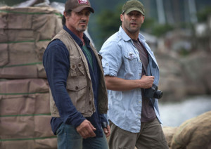 Sylvester Stallone (left) and Jason Statham star in THE EXPENDABLES.  Photo credit: Karen Ballard